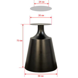 Подстолье из полированной нержавеющей стали (матовое) черного цвета (порошковое покрытие). 2160ЕМ Размеры